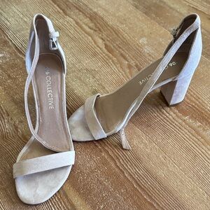 206 Collective Beige Block Heel Sandals